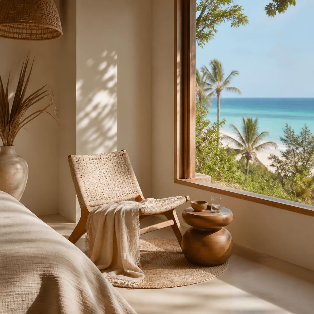 Sunlit coastal reading corner inside an AdetiEmpire studio